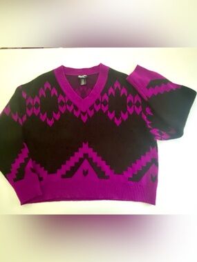Wrangler V-Neck Geometric Aztec Pattern Sweater